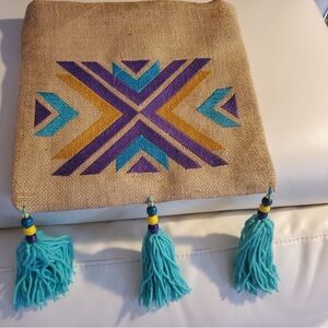 Radiant Turquoise & Purple Geometric Handmade Boho Bag